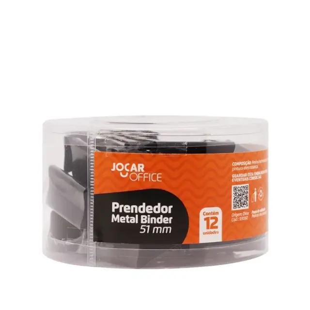 Prendedor Metal Binder 51mm Jocar Office com 12 unidades