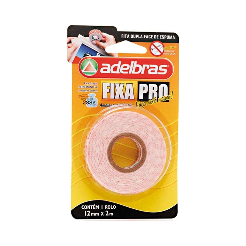 Fita Dupla Face Espuma Adelbras 12mm x 2m