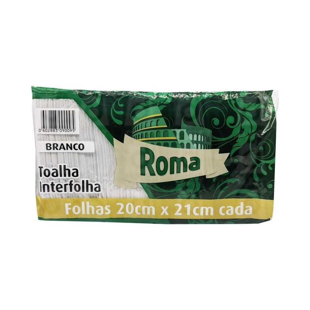 Toalha de Papel Interfolha 1000 folhas Celulose Roma 20cm x 21cm