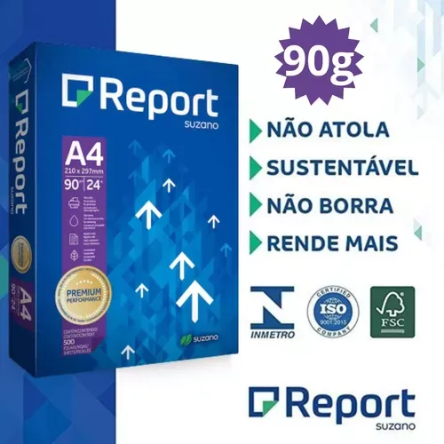 Papel Sulfite A4 90g/m² Report 500 Folhas 210mm x 297mm Unitário