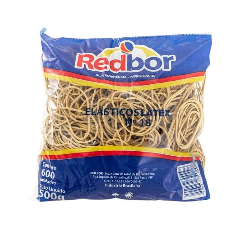 El&aacute;stico L&aacute;tex N&ordm; 18 RedBor 500g com 600 Unidades