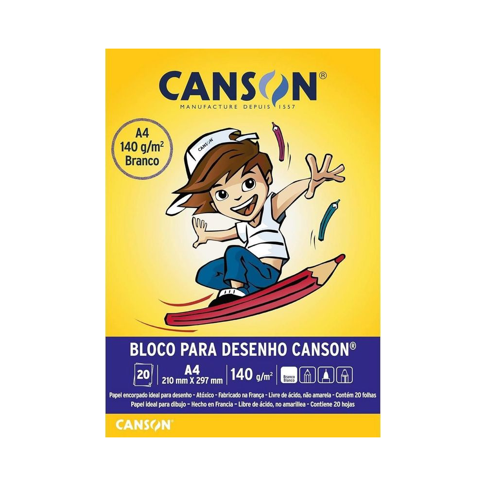 Bloco para Desenho  1 Furo A4 Canson Papel Branco 140g/m&sup2;