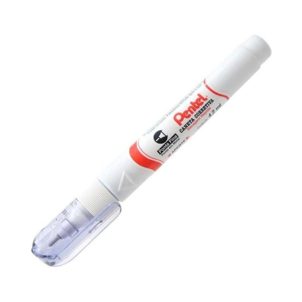 Caneta Corretiva Ponta Fina Pentel 4.2ml Branco