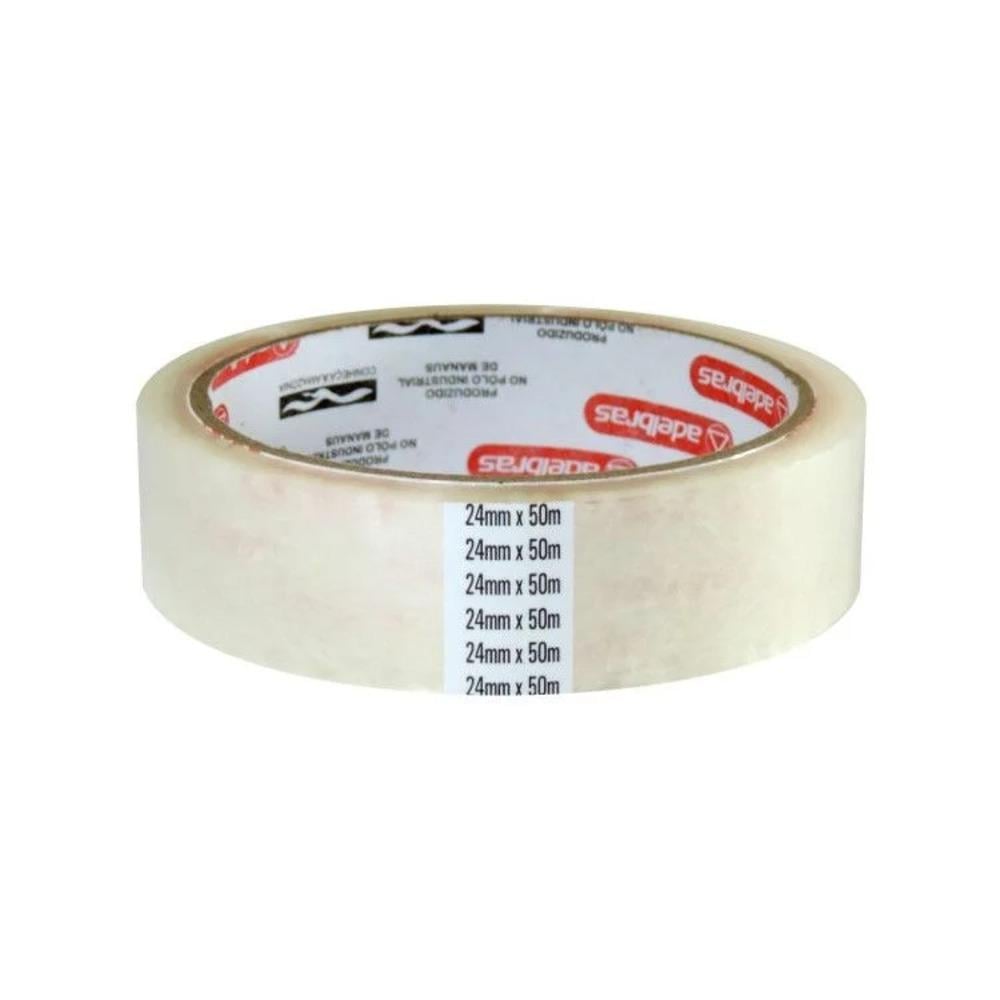 Fita Adesiva para Empacotamento Adelbras QualiTape 24mm x 50m Transparente Pacote com 5 Rolos