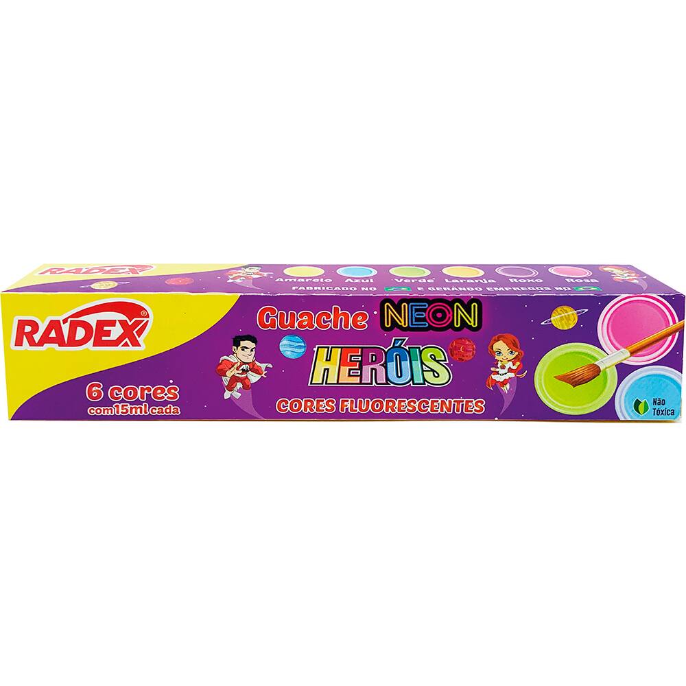 Tinta Guache Radex Neon 6 Cores