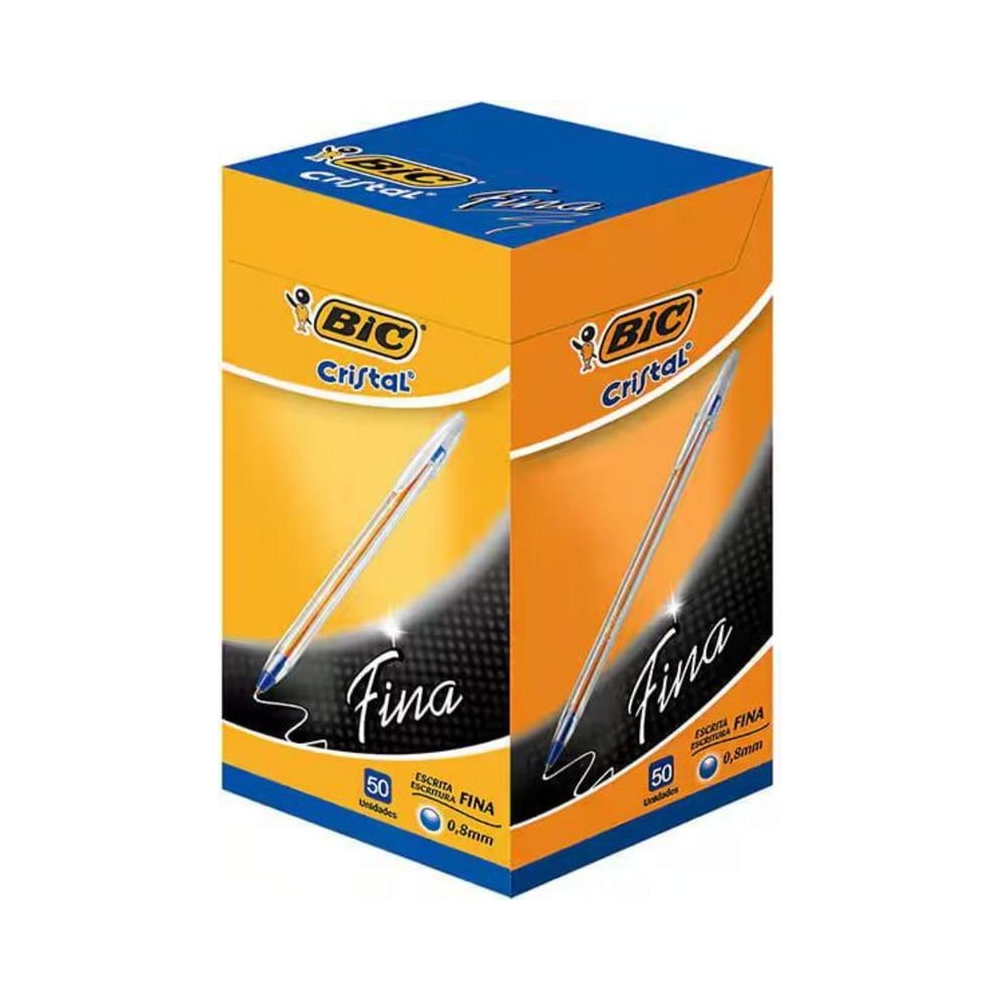 Caneta Esferogr&aacute;fica 0.8mm BIC Cristal Azul 50 Unidades