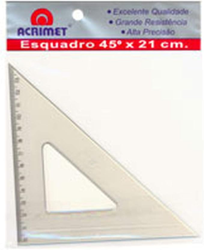 Esquadro Escolar Transparente 14cm 45&ordm; Acrimet Unit&aacute;rio