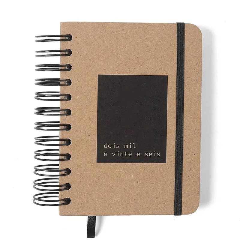 Agenda Planner Diária Cicero 2026 Kraft 11,5x16cm Wire-o