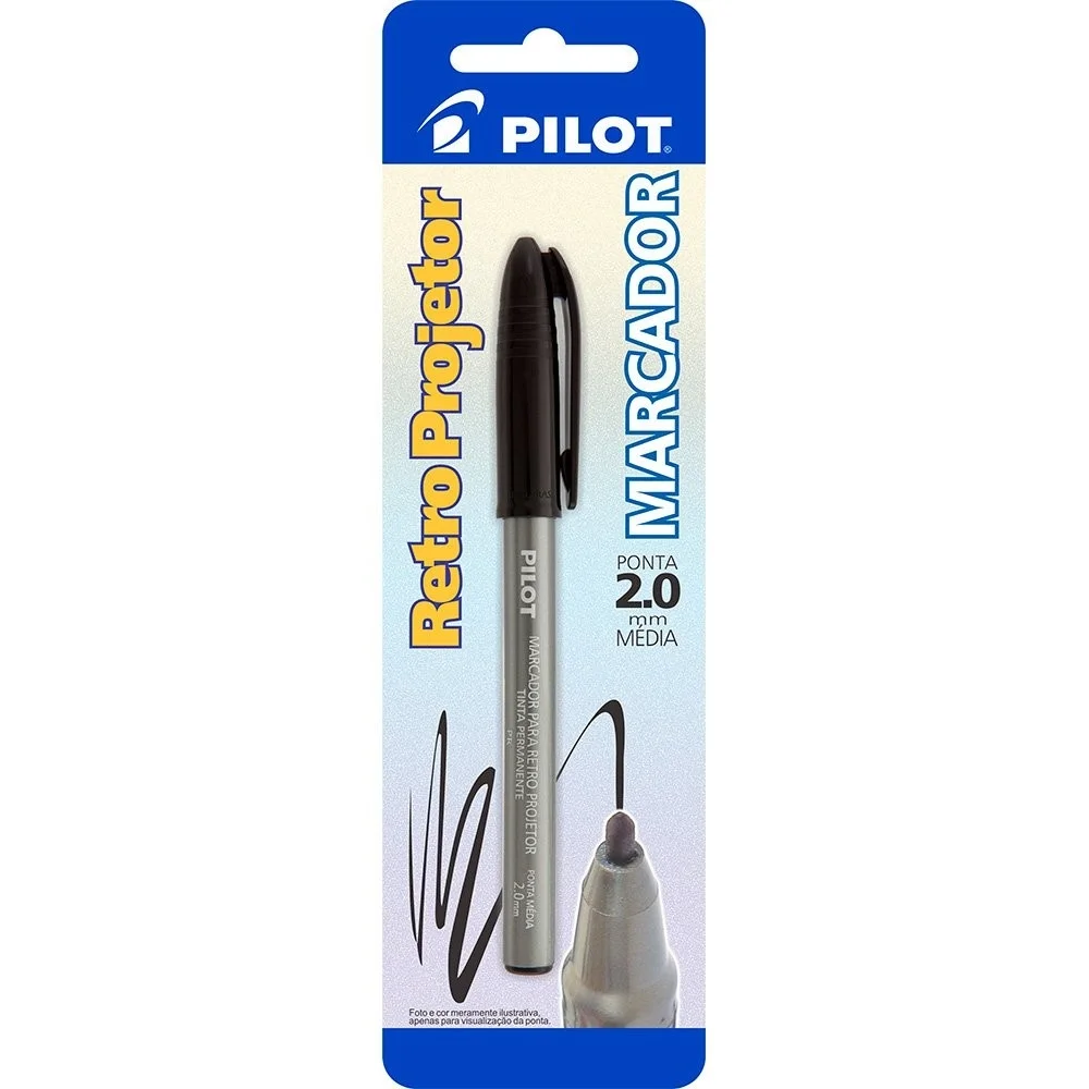 Marcador para Retro Projetor 2.0mm Pilot Tinta Permanente Preto Unitária