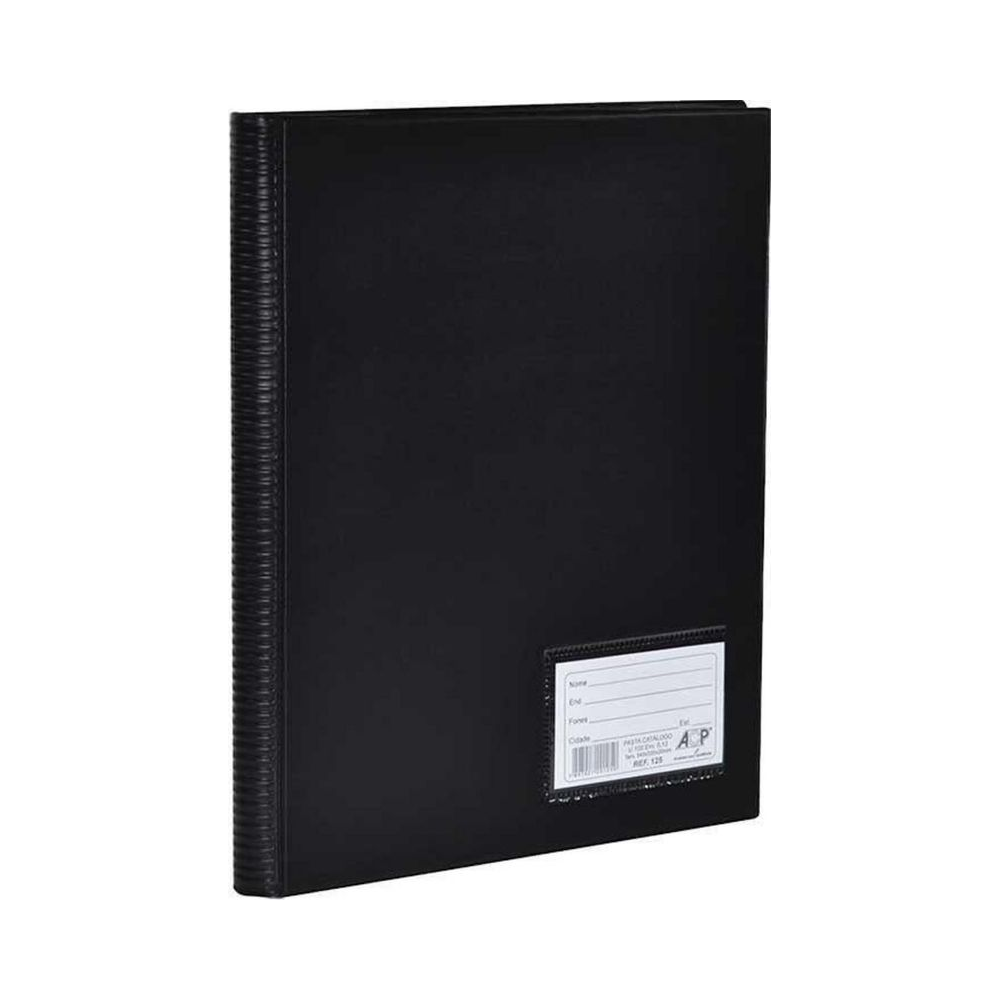 Pasta Cat&aacute;logo 100 envelopes m&eacute;dios 4 parafuros ACP Preta 245mm x 335mm x 40mm