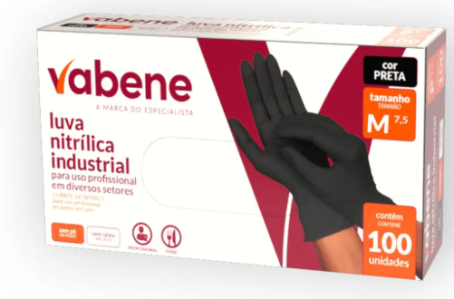 Luva Nitr&iacute;lica Vabene - Tam M - Preta - Sem P&oacute;