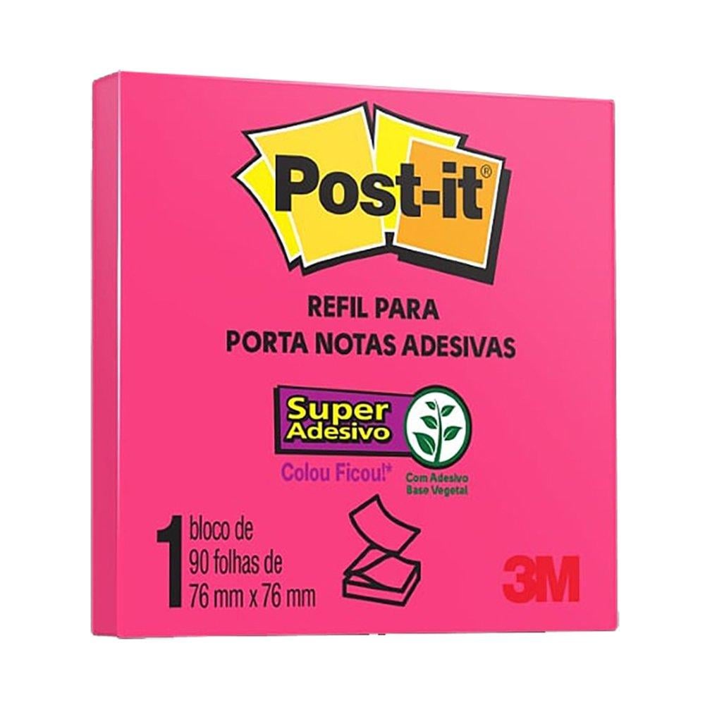 Notas Adesivas Super Adesivo Post-it 90 folhas 76mm x 76mm Neon Rosa