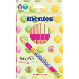 Caneta Hidrogr&aacute;fica Lav&aacute;vel 2.0mm Compactor Mentos Neo-Pen Pastel 12 cores Blister