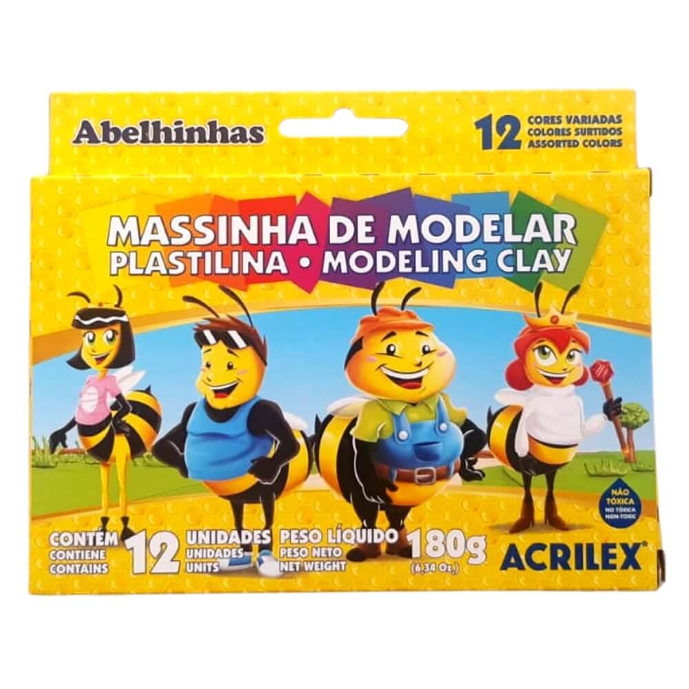 Massa de Modelar Acrilex 12 Cores Plastilina