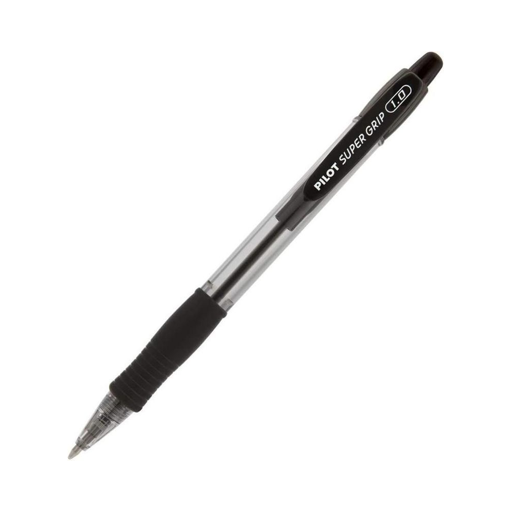 Caneta Esferogr&aacute;fica Retr&aacute;til Supergrip Pilot 1.0mm Preta