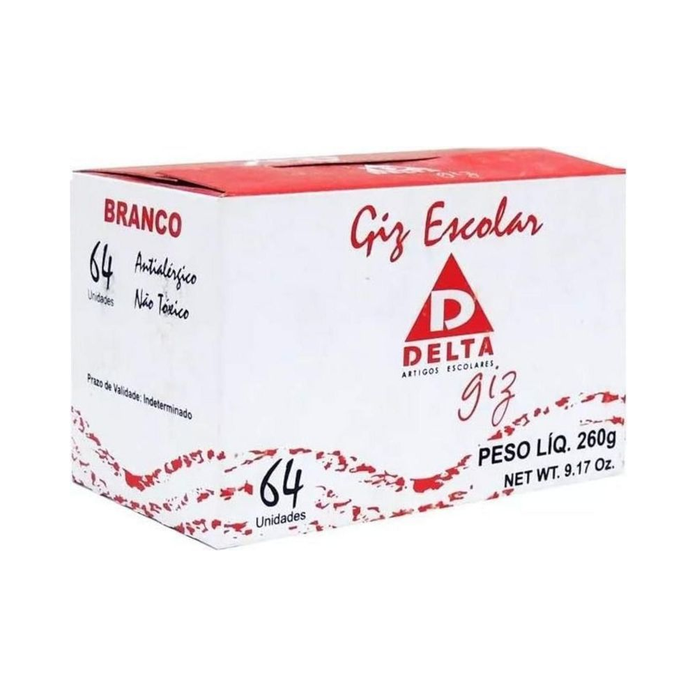 Giz Escolar Delta Master Padr&atilde;o 64 Unidades Branco