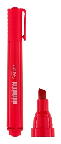 Marcador Permanente Ponta Chanfrada BRW Vermelho