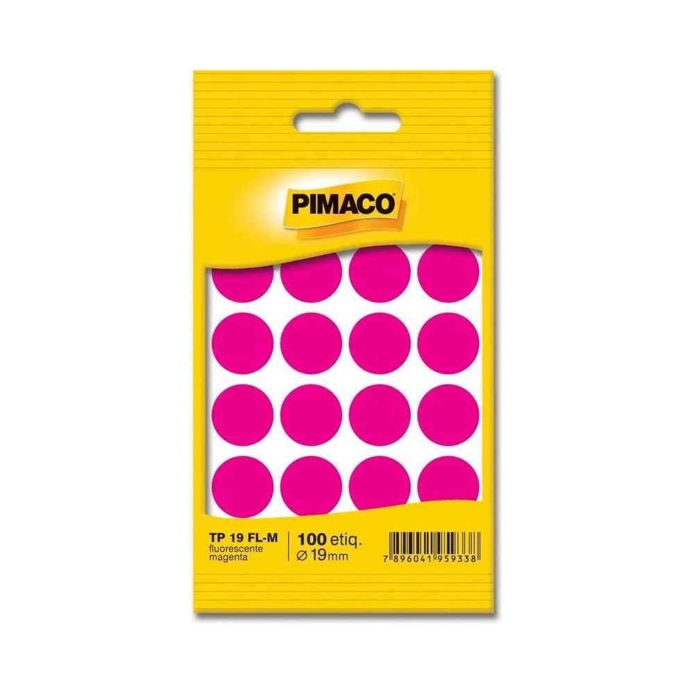 Etiqueta Adesiva 19 mm Pimaco Redonda Magenta Fluorescente