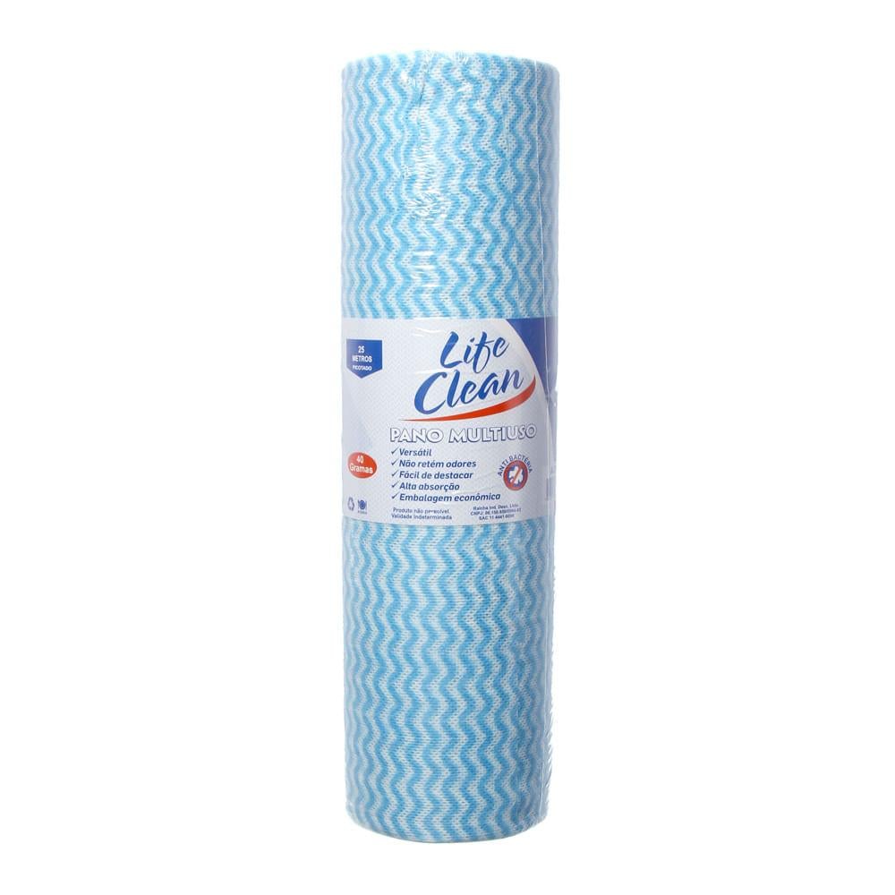 Pano Multiuso 28cm x 50cm Life Clean Azul 25 metros Unit&aacute;rio