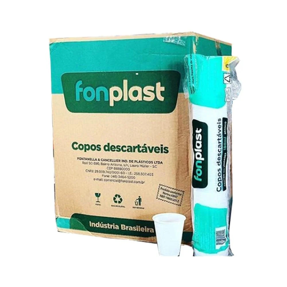 Copo Fonplast Branco 180 ML pct c/100 CX/25