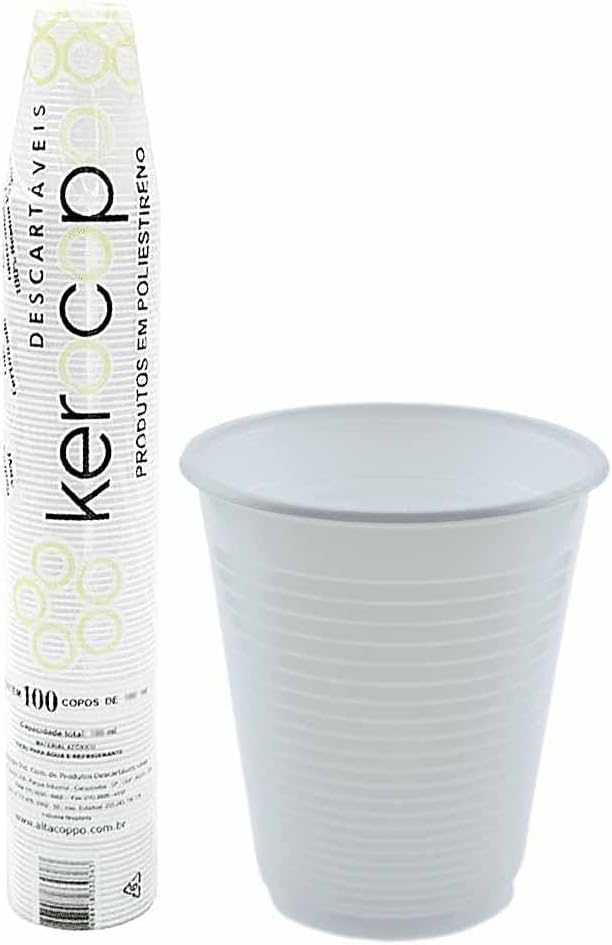 Copo Descart&aacute;vel Poliestireno Branco Kerocopo 200ml