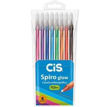 Caneta Esferogr&aacute;fica Cis Spiro Glow 0.7 mm 8 cores-Sertic