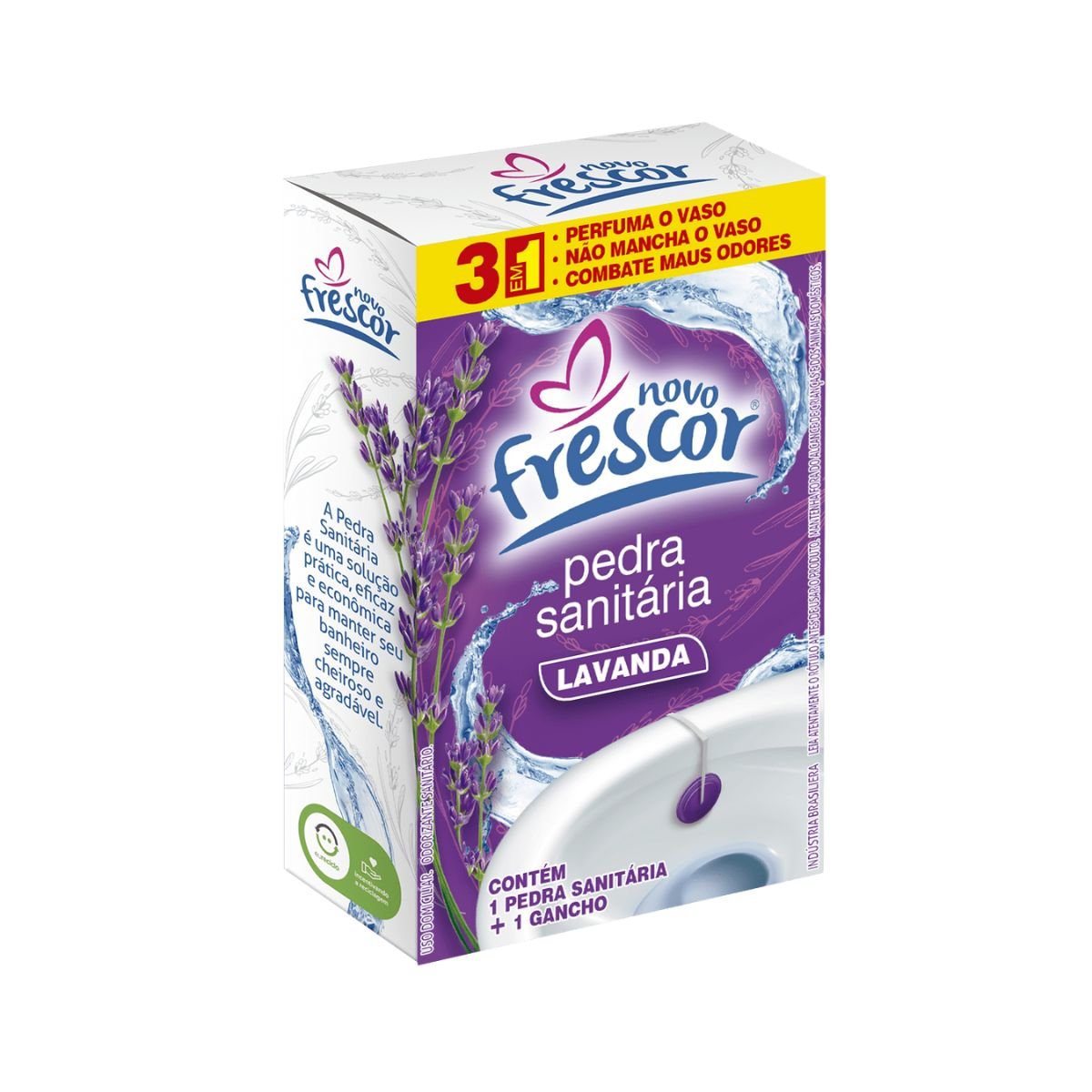 Pedra Sanit&aacute;ria 22g com Suporte Lavanda Novo Frescor