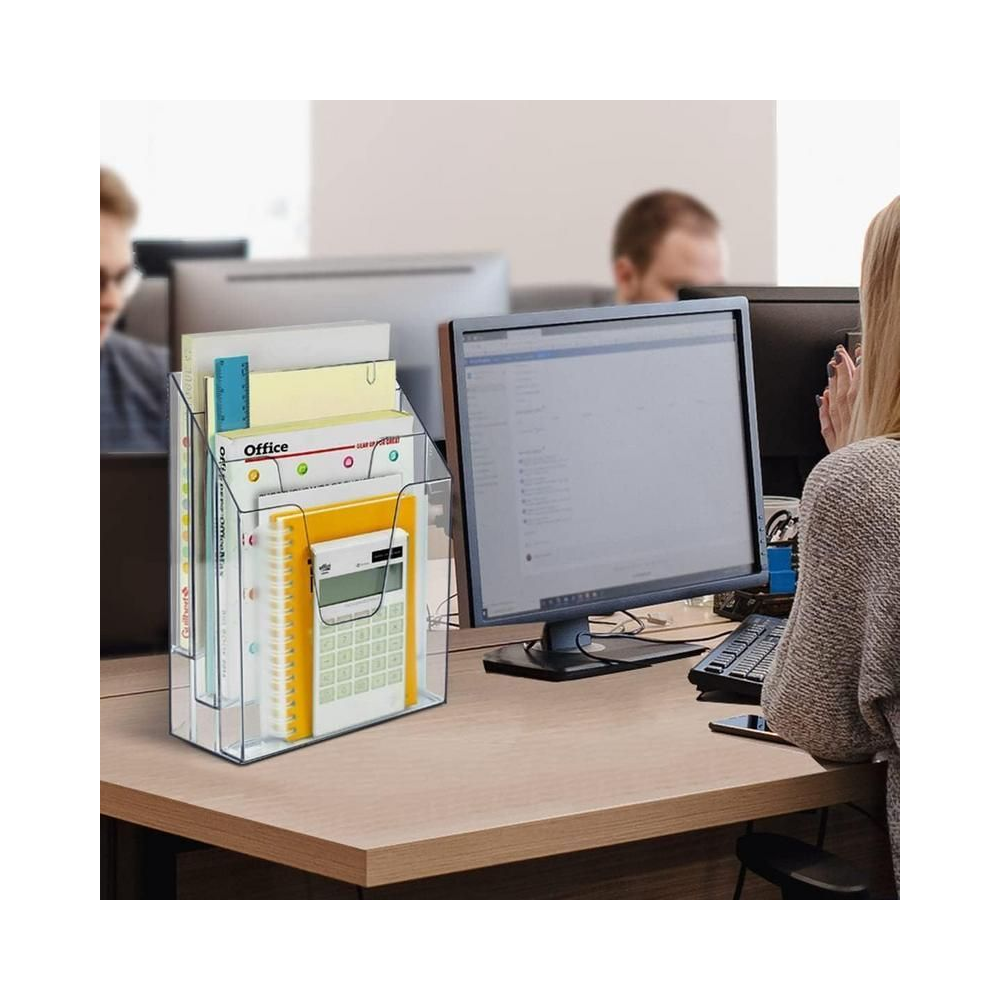 Organizador Vertical Pl&aacute;stico 3 divis&oacute;rias Acrimet Cristal