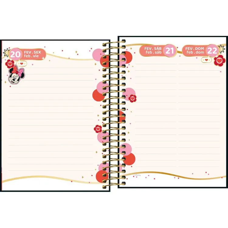 Agenda Minnie Espiral 2026 Tilibra Capa Dura 176 folhas 11,7x16,4 cm