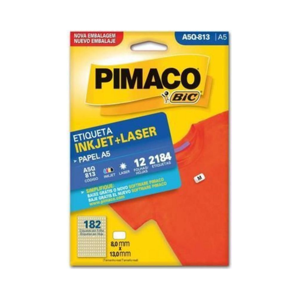 Etiqueta Papel A5 8,0mm x 13,0mm Pimaco A5 Branco