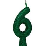 Vela de Anivers&aacute;rio Doce Festa Super Glitter N&uacute;mero 6 Verde 8cm Unit&aacute;rio