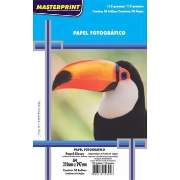 Papel Fotográfico A4 Glossy Masterprint 50 folhas 210mm x 297mm 115g/m²