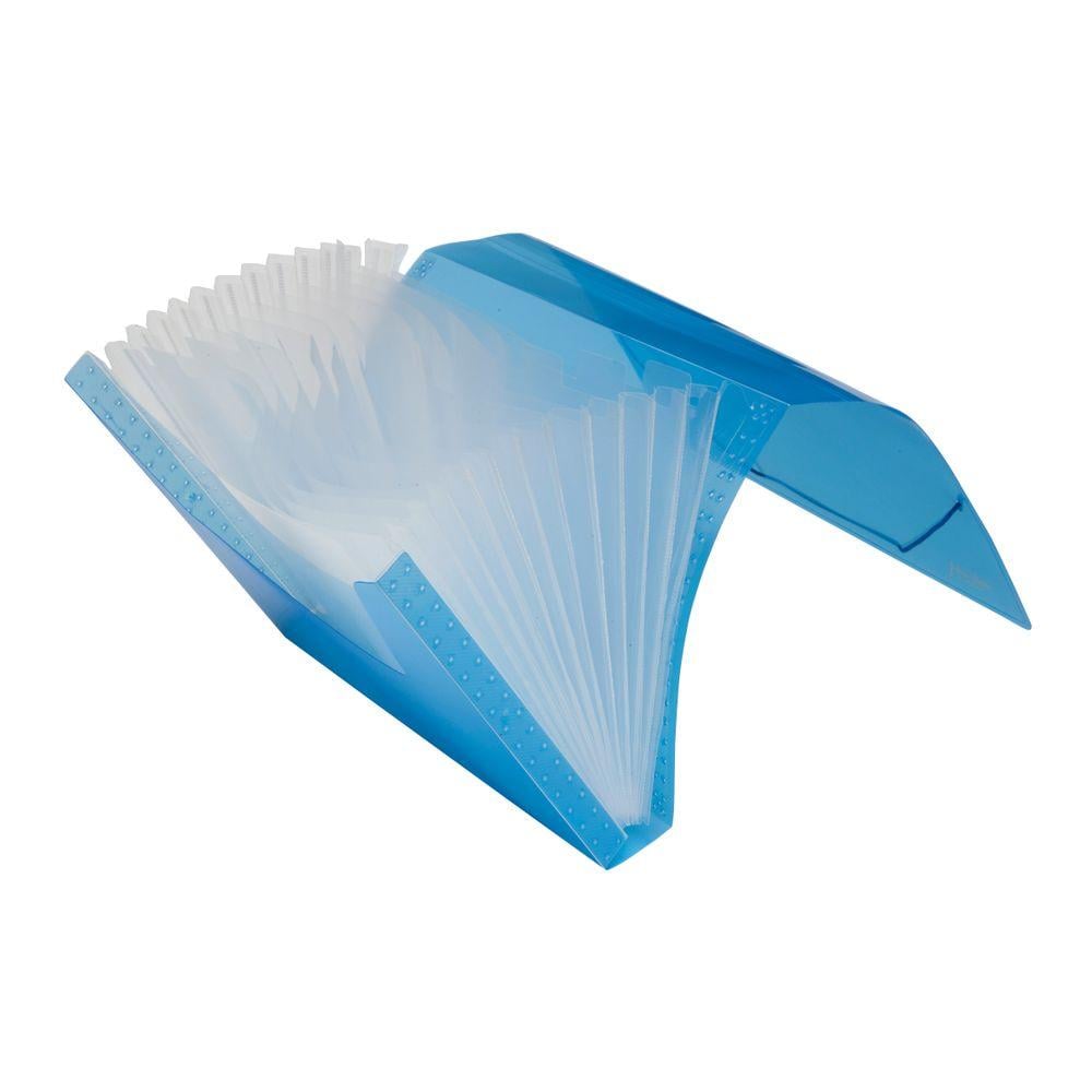 Pasta Sanfonada A4 12 divisões Polibras Azul 38mm x 230mm x 330mm