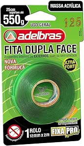 Fita Dupla Face Adelbras Fixa Pro Massa Acr&iacute;lica 12mm x 2m Verde