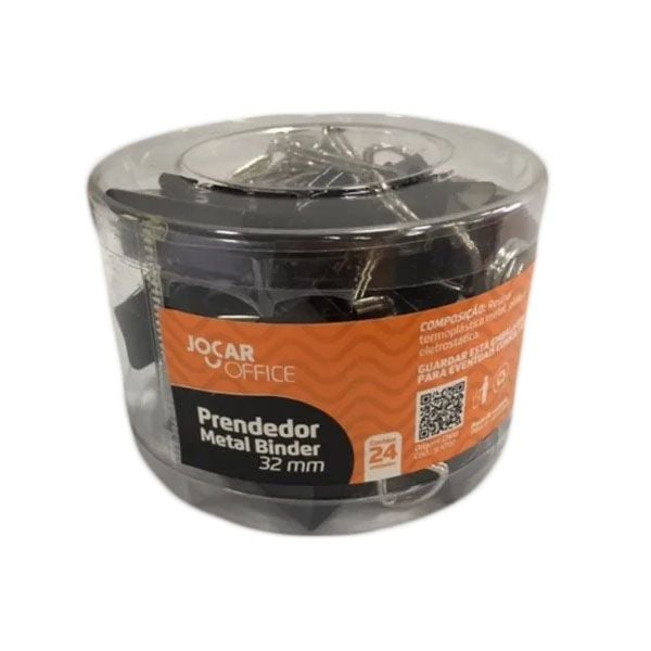 Prendedor Metal Binder 32mm Jocar Office Preto com 24 unidades
