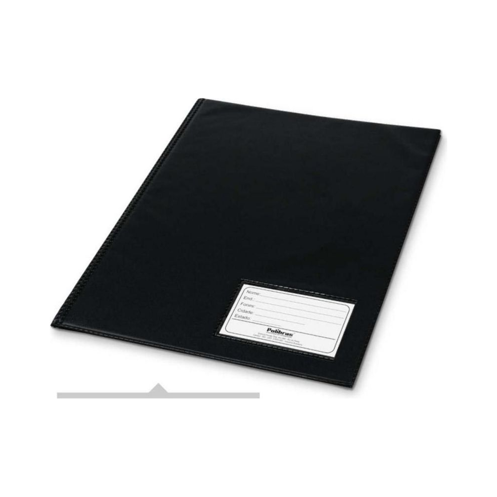 Pasta Cat&aacute;logo Pl&aacute;stica Of&iacute;cio 50 Envelopes Polibras Preta