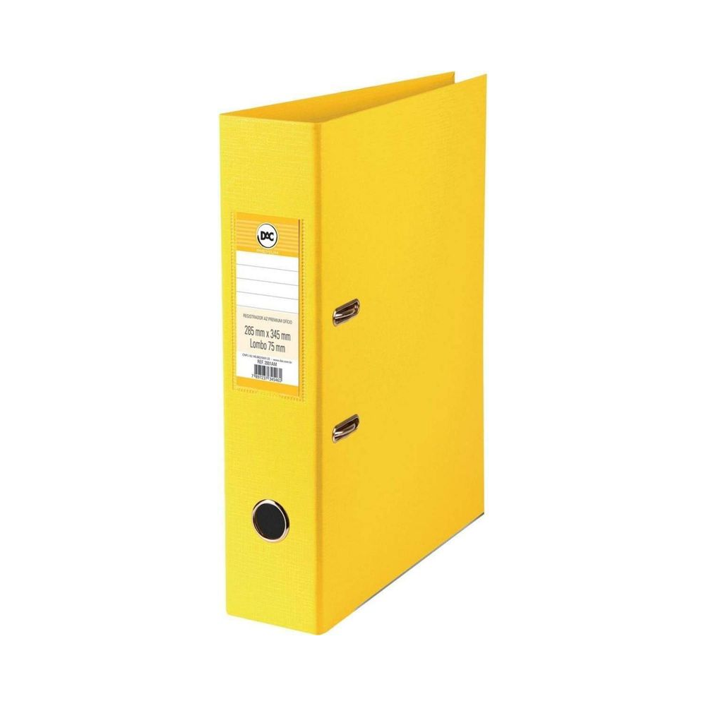 Registrador AZ Premium Of&iacute;cio 75mm DAC Amarelo 285mm x 345mm