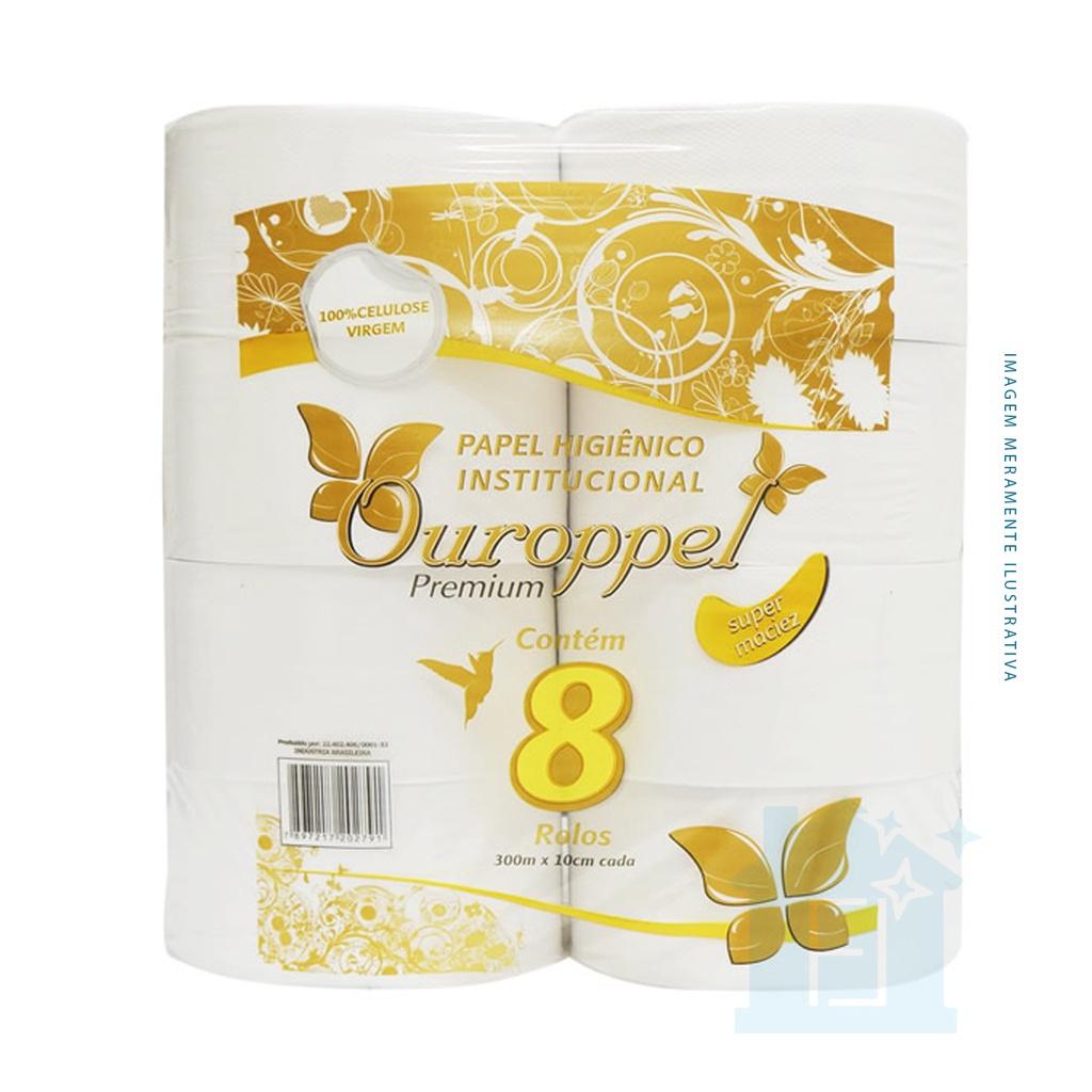 Papel Higiênico Rolão Branco Ouropel Premium 300m x 9cm 8 unidades