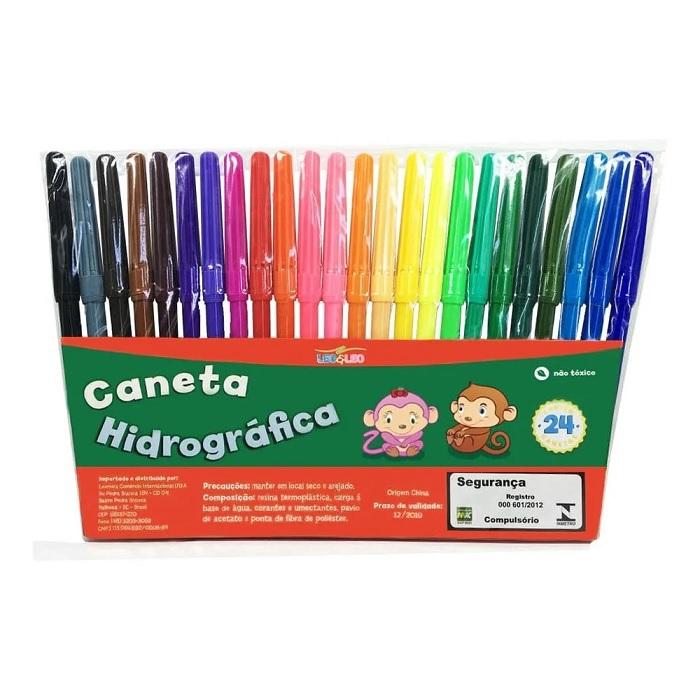 Caneta Hidrogr&aacute;fica 24 Cores Leo e Leo Multicolorida