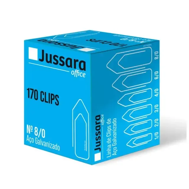 Clips Aço Galvanizado Nº 8/0 Jussara Office com 170 unidades