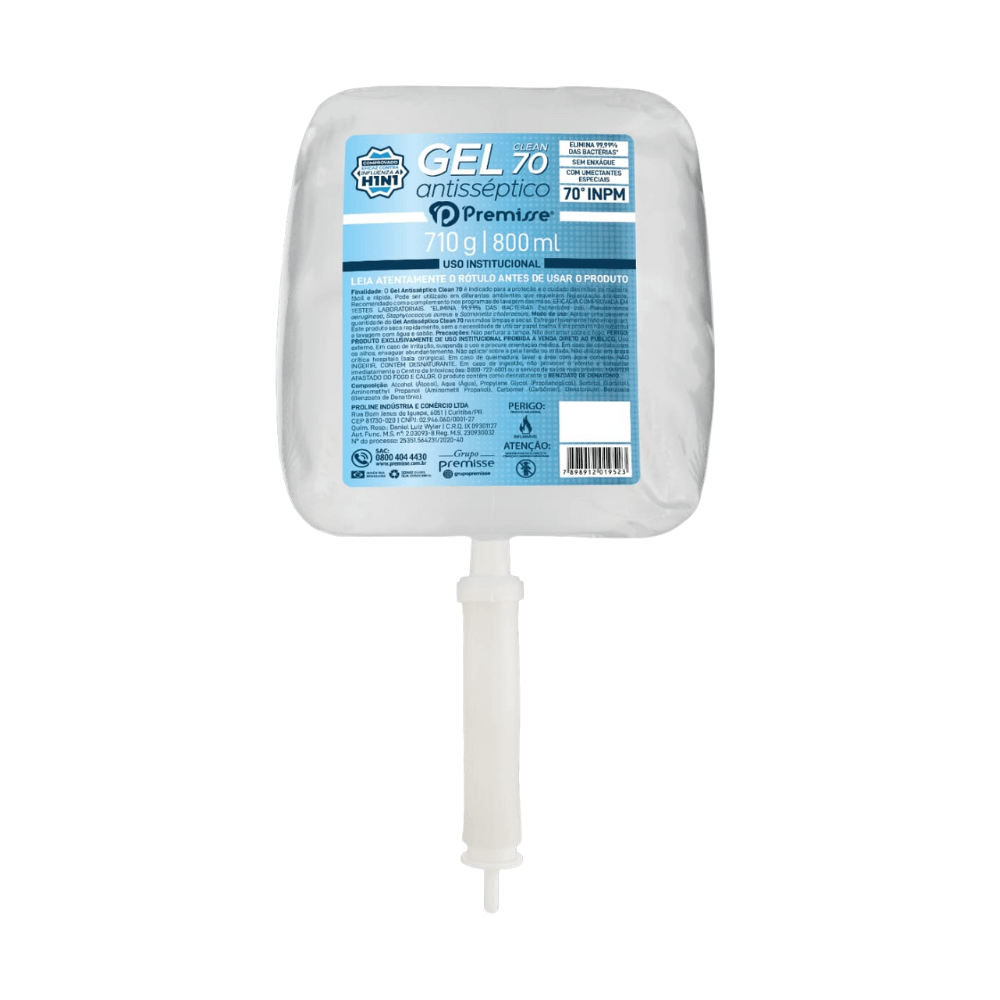 Refil Álcool Gel Antisséptico 70º INPM Premisse 710g 800ml