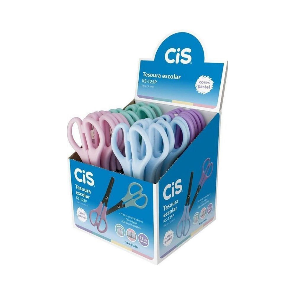 Tesoura Escolar Inox KS-125P 12,5cm Cis 4 Cores Pastel