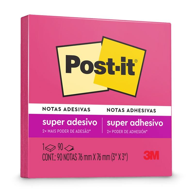 Notas Adesivas Super Adesivo Post-it 90 folhas 76mm x 76mm Poder Rosa