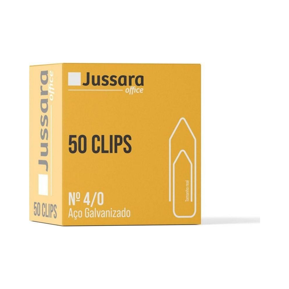 Clips de A&ccedil;o Galvanizado 4/0 Jussara Office Colorido com 50 unidades