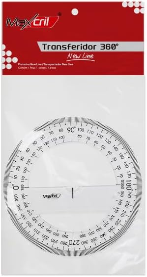 Transferidor  180 Graus 18cm Maxcril Pl&aacute;stico Cristal