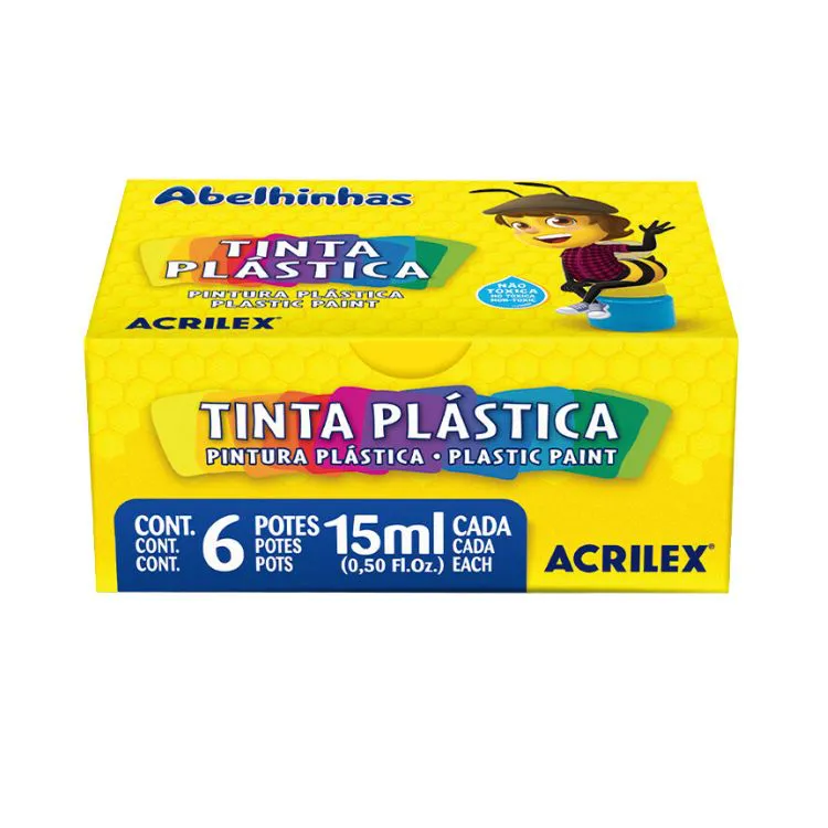 TINTA PLASTICA ACRILEX 15ML 03215 C/06 CORES