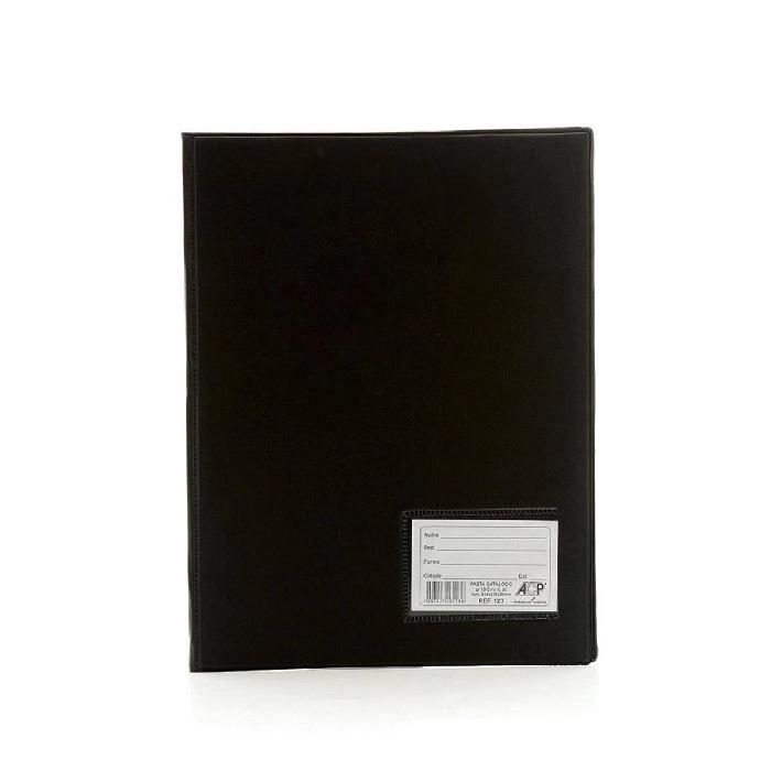Pasta Cat&aacute;logo Pl&aacute;stica 10 Envelopes 0,06mm ACP Preta