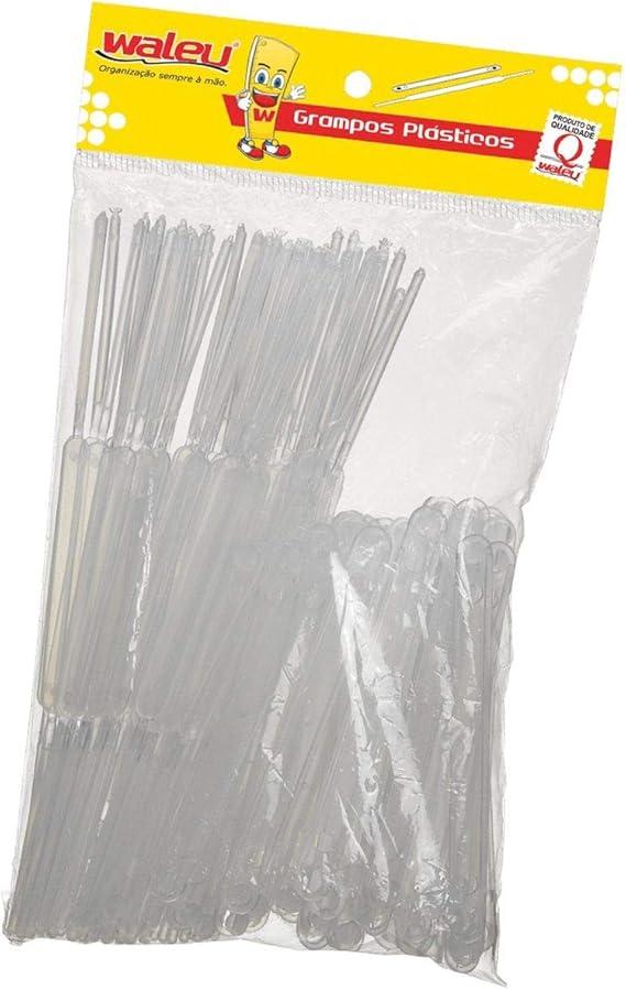 Grampos Pl&aacute;sticos Waleu Transparentes com 50 unidades