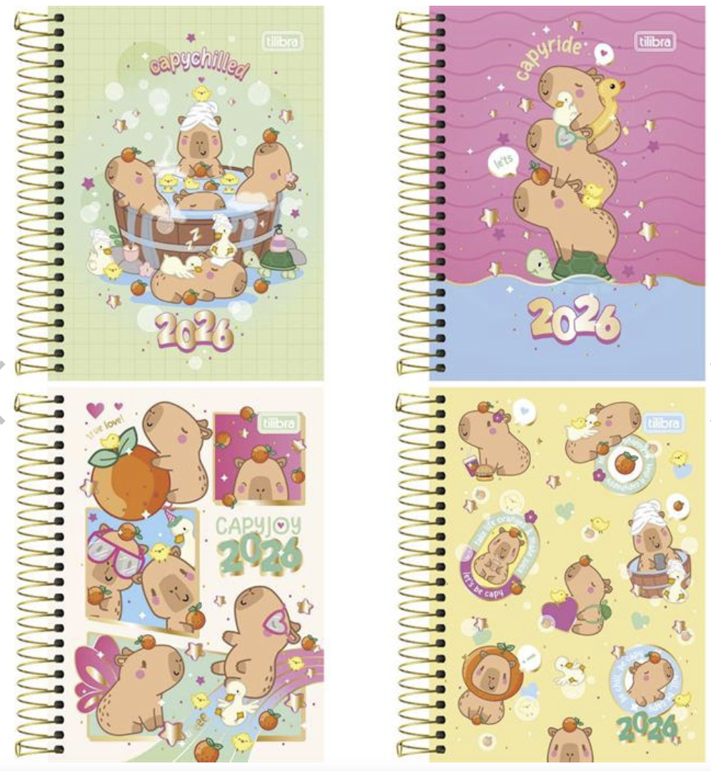 Agenda 2026 Capyclub Capa Dura Espiral 160 fls. 110 mm x 154 mm - Tilibra