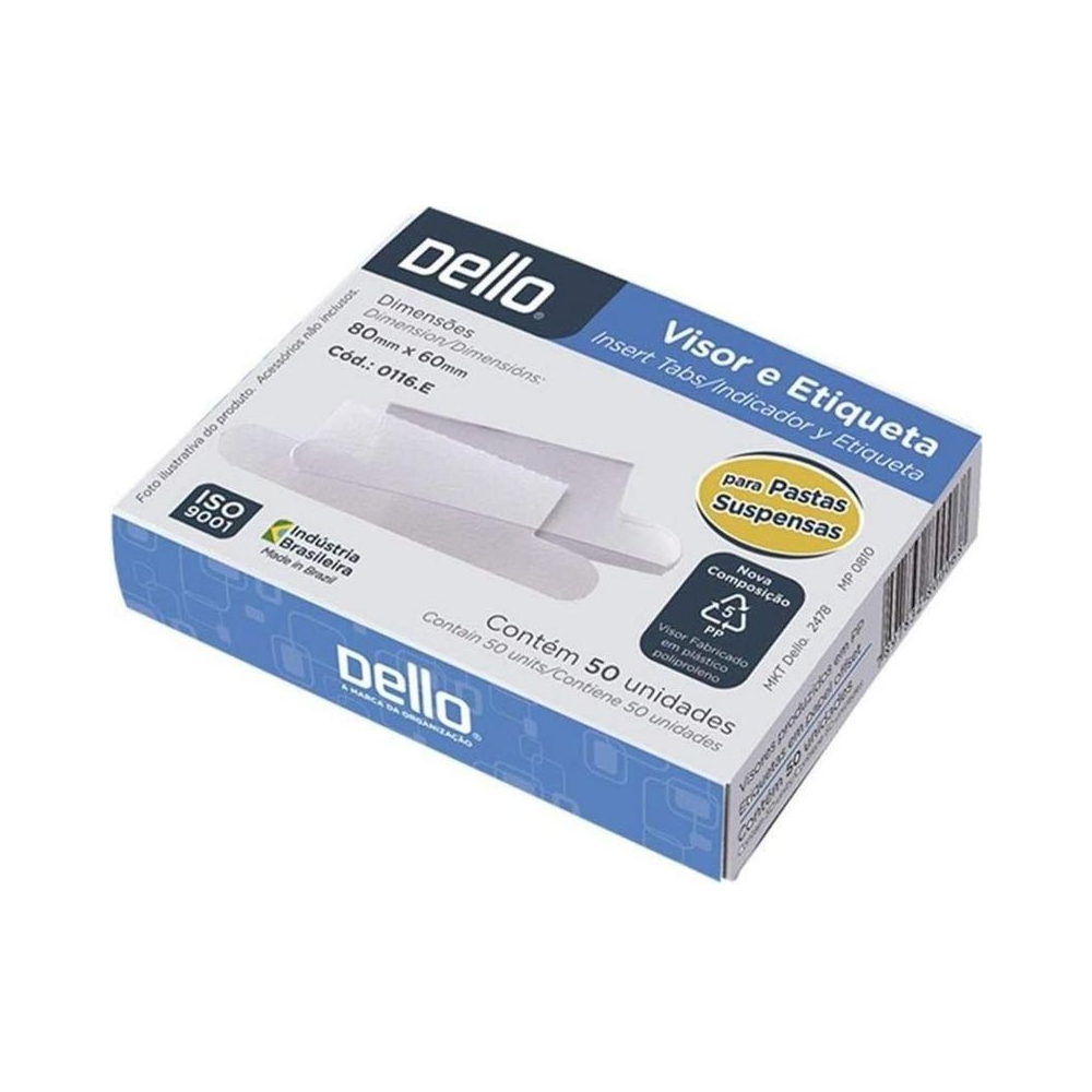 Etiqueta Pl&aacute;stica Retangular 8 cm x 6.6 cm Dello Branco 50 unidades